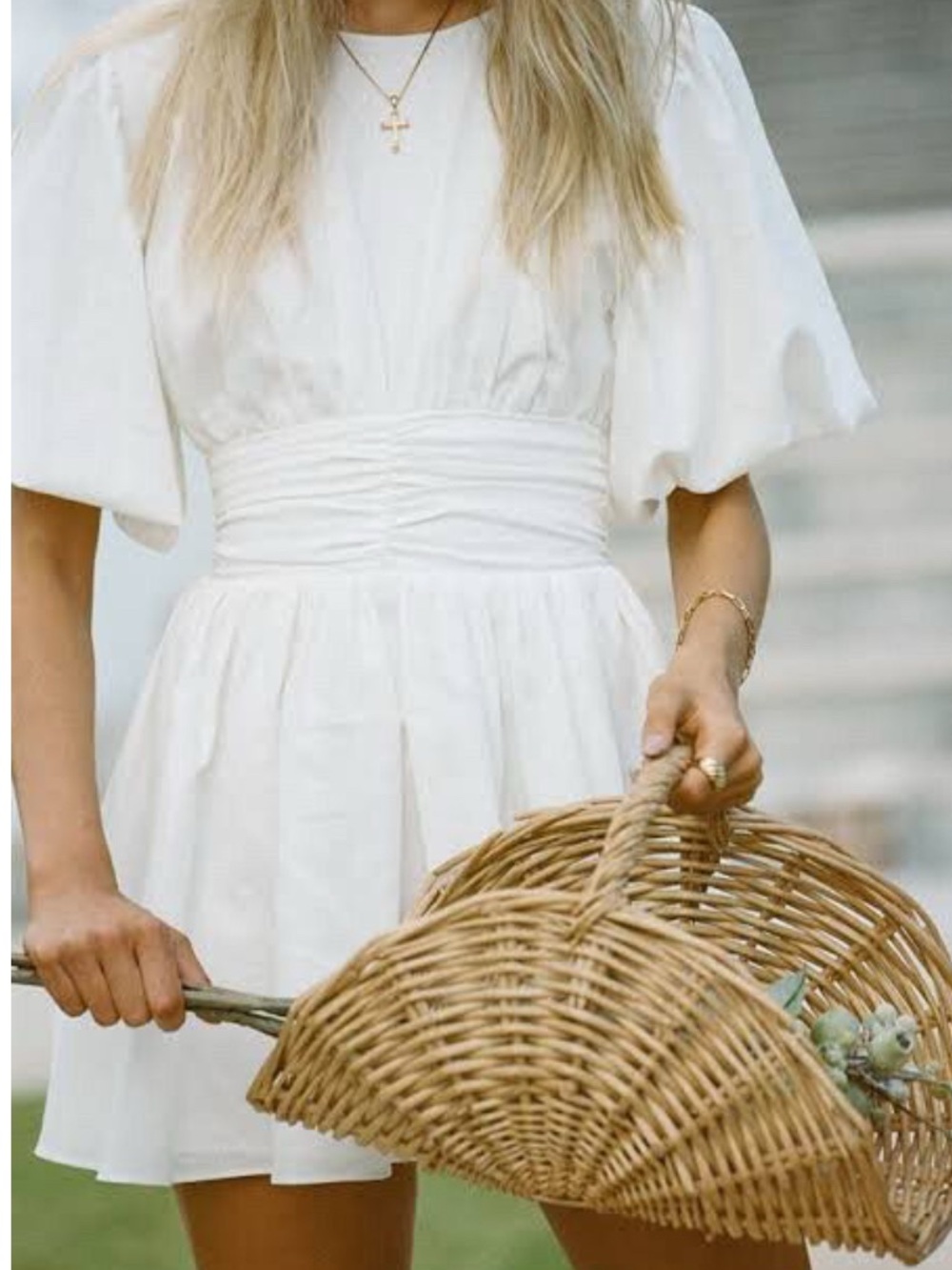 Sabo Skirt White Puff Sleeve Mini Dress